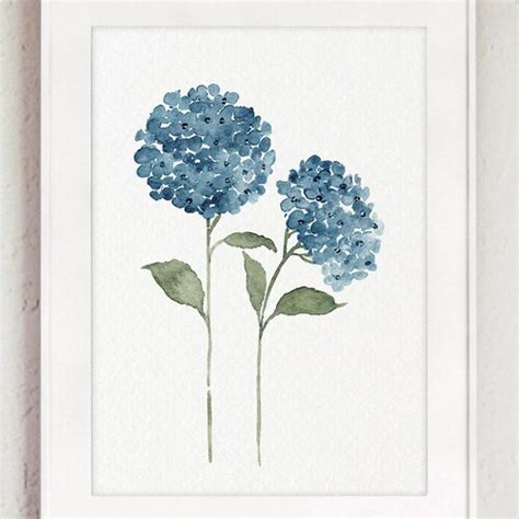 Watercolor Flower Printable Blue Hydrangea Print Hydrangea Etsy