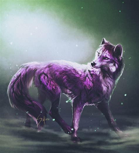 The Purple Wolf Art Fantasy Cute Animal Drawings Mythical