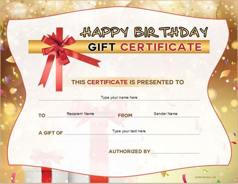 Birthday Gift Certificate Sample Templates For WORD Professional Certificate Templates