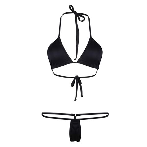 Buy Women S Extreme Micro Bra And G String Panty Bikini Set Black