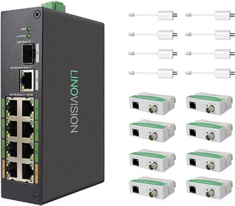 Linovision Industrial 8 Port Eoc And Poe Switch With 8pcs Eoc
