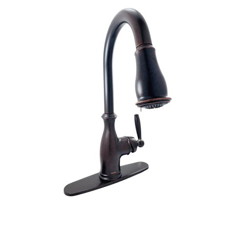 Moen Brantford Orb Single Handle Pull Down Sprayer Kitchen Faucet With Reflex And Power Boost In Oil Rubbed Bronze 