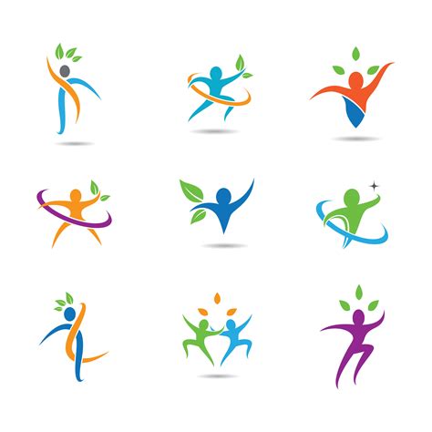 Wellness Symbol Set With People And Leaves 702813 Vector Art At Vecteezy