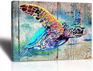 Amazon Com Beach Bathroom Decor Home Kitchen Sea Turtle Wall Art