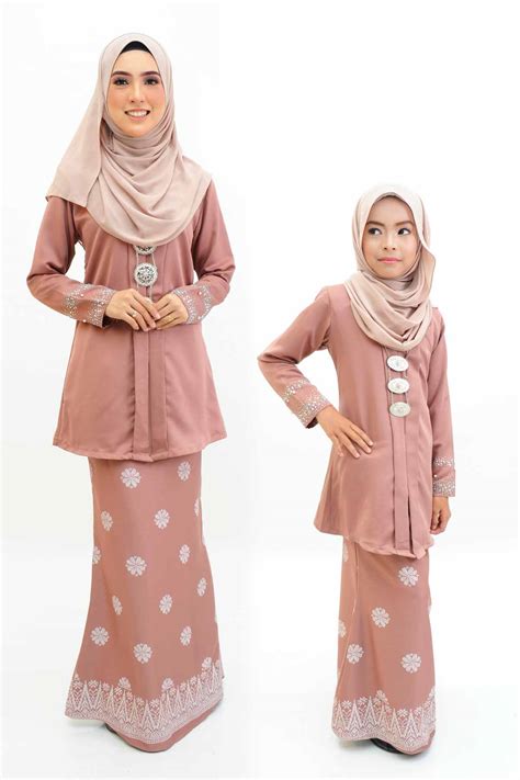 Kebaya Kain Songket Ibu & Anak Rose Gold (FREE SHAWL) - Habibi