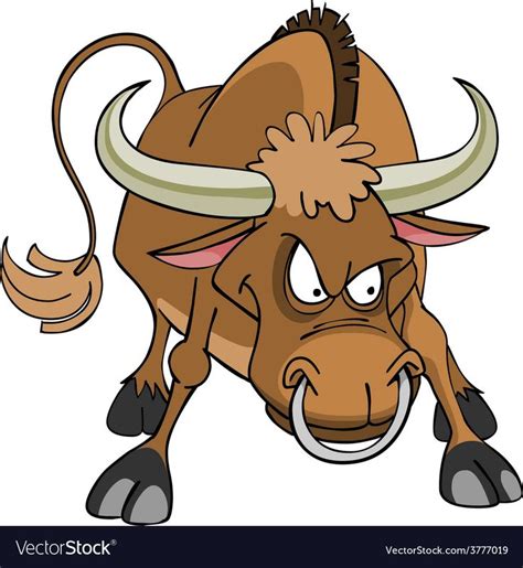 Angry Bull Cartoon Vector Image On Vectorstock Animal Illustration