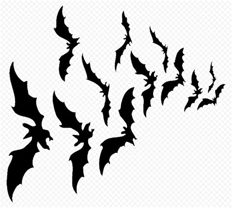 Png Halloween Black Bats Silhouette Flying Citypng