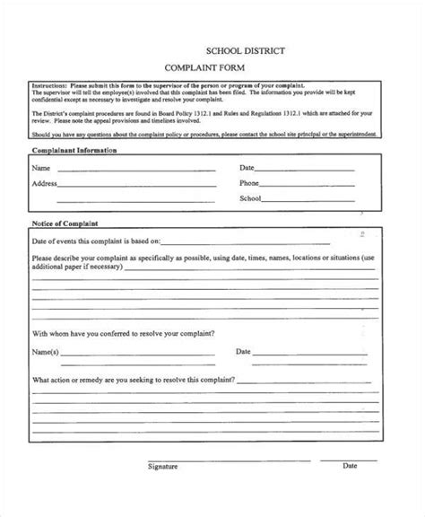 Free 11 School Complaint Forms In Pdf Ms Word