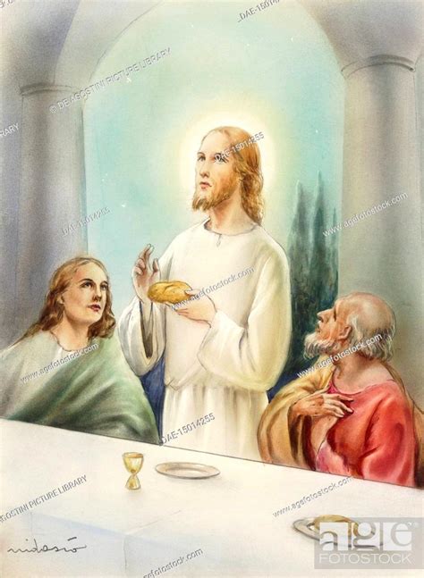 Jesus Blessing Bread And Wine During The Last Supper Episode From The