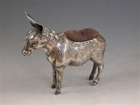 Edwardian Novelty Silver Donkey Pin Cushion By Adie And Lovekin