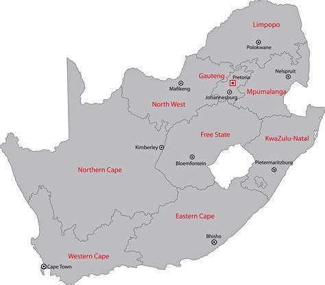 Mapa De Regiones Y Provincias De Sudáfrica