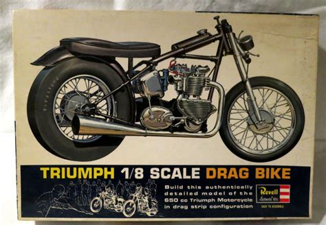 Revell 1 8 Model Kit Motorcycle Triumph Drag Bike 1964 Vintage In Box