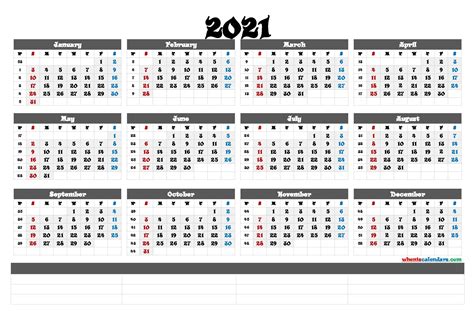 2021 Printable Calendar With Numbered Weeks Example Calendar Printable