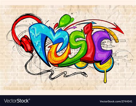 Graffiti Style Music Background Royalty Free Vector Image