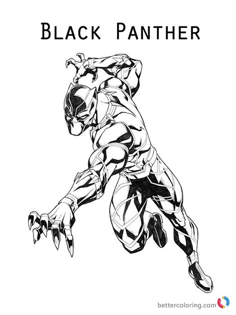 Black Panther Coloring Pages Marvel Superhero Free