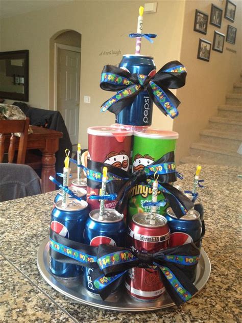 See more ideas about money gift, gifts, birthday money. Creative birthday cake...money, soda and Pringles...what ...
