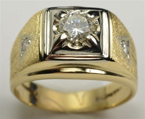 Men S K Yellow Gold Men S Vintage Diamond Ring Cts TDW Size Tangible Investments