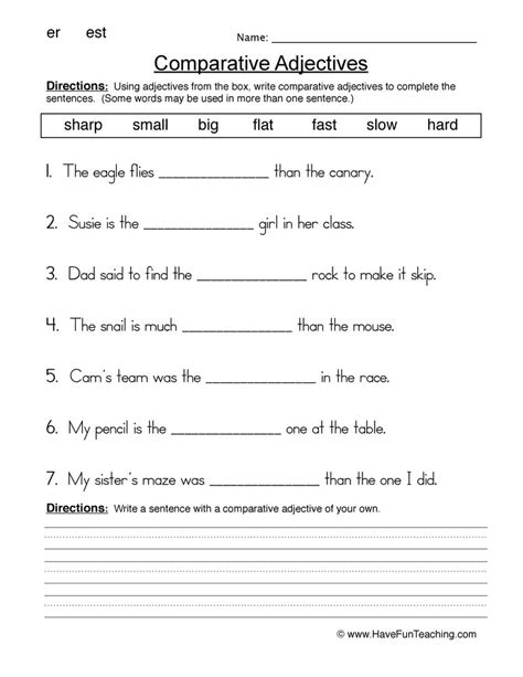 If you scroll further below this worksheet, there are examples of questions and answers. Adjectives Worksheets | Have Fun Teaching