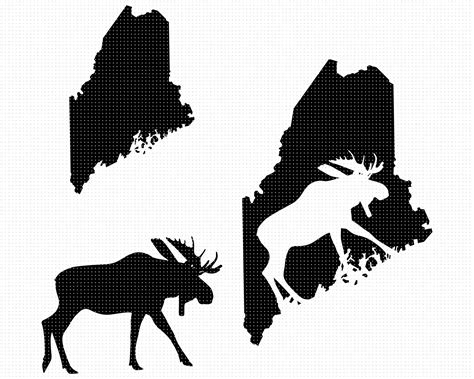 Maine Moose Svg Maine Map Svg Moose Svg Maine Moose Etsy Maine Map