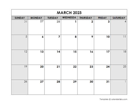 March 2023 Printable Calendar Free Printable Templates