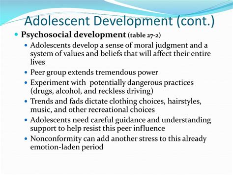 Ppt Growth And Development Of The Adolescent 11 To 18 Years Chapter