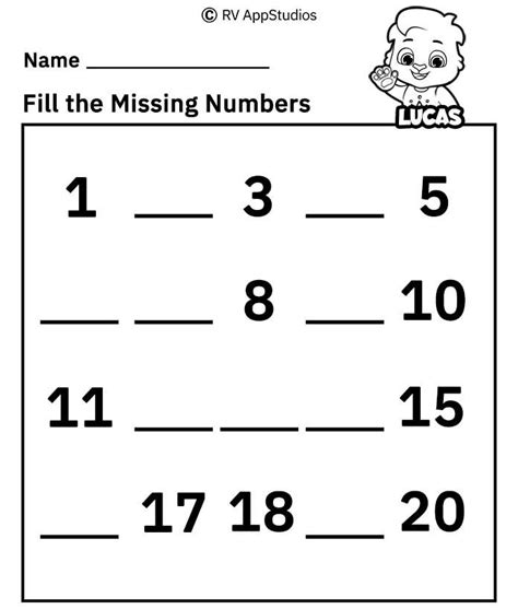 Free Printable Worksheets For Kids Missing Number Worksheets 1 20