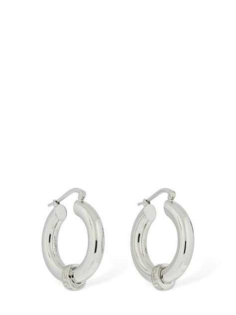 Versace Greek Motif Small Hoop Earrings Silver Luisaviaroma