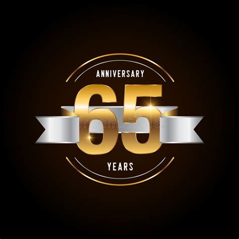65 Years Anniversary Celebration Logotype Golden Anniversary Emblem