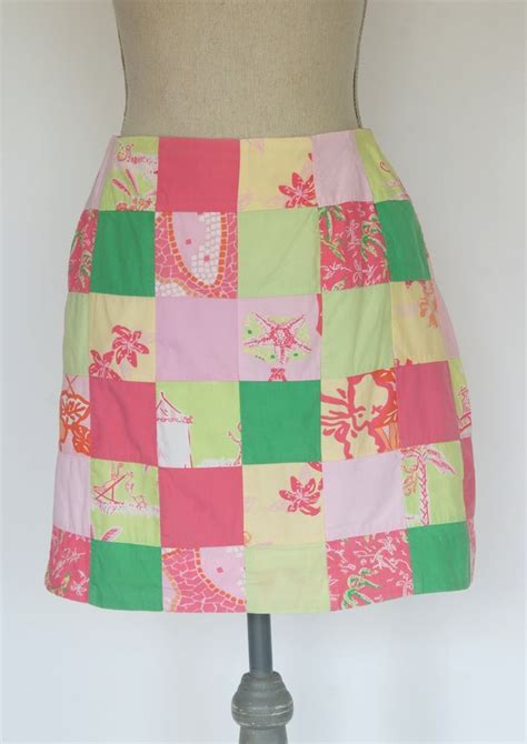 Vintage Lilly Pulitzer Patchwork Skirt Size Lilly Gem