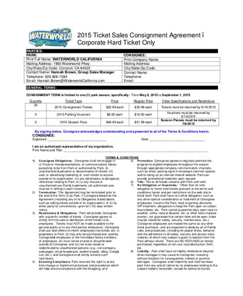 sample consignment agreement templates word