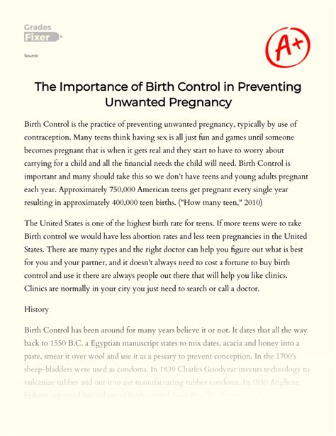 The Importance Of Birth Control In Preventing Unwanted Pregnancy