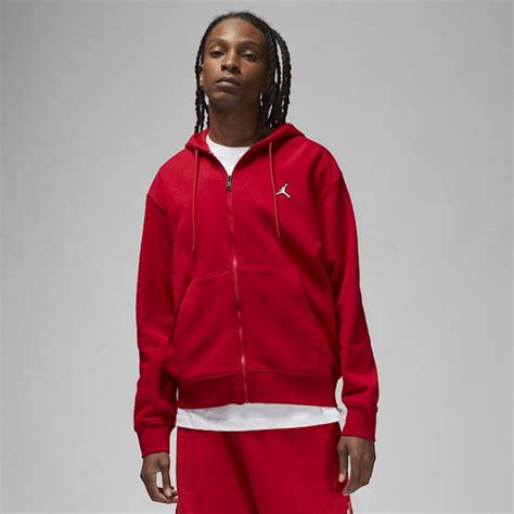 Nike Jordan Essentials Mens Full Zip Fleece Hoodie Red Dq7350 687