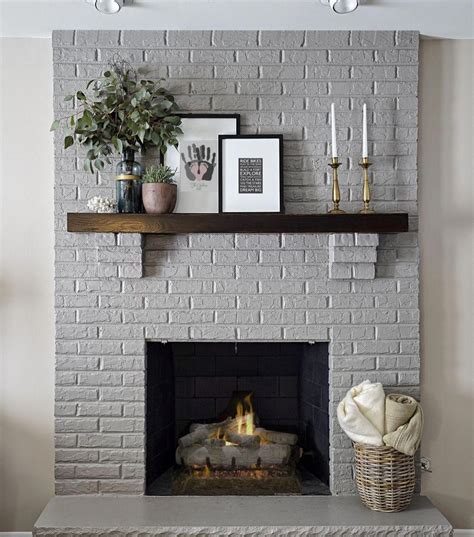 Modern Rustic Painted Brick Fireplaces Ideas 26