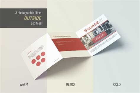 Square Trifold Brochure Mockups On Yellow Images Creative Store