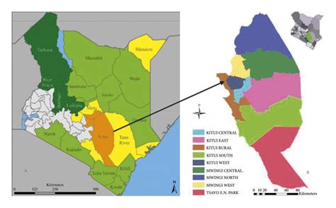 A Map Of Kenya A Showing Kitui County In Brown The Study Area And