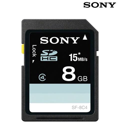 Without it, you're not going to be able to take many photos. Sony 8GB SD Class 4 15MB/s Memory Card (SF-8N4) Price in India- Buy Sony 8GB SD Class 4 15MB/s ...
