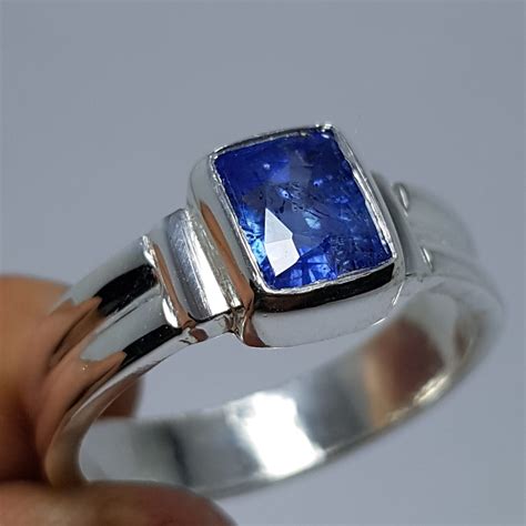 Unheated Top Sapphire Ring Dark Blue Ceylon Sapphire Stone Mens Real