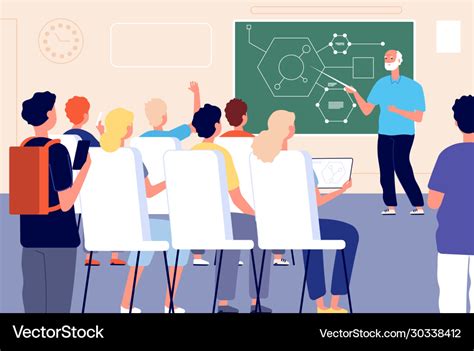 Lecture Student Class Education Training Lesson Vector Image