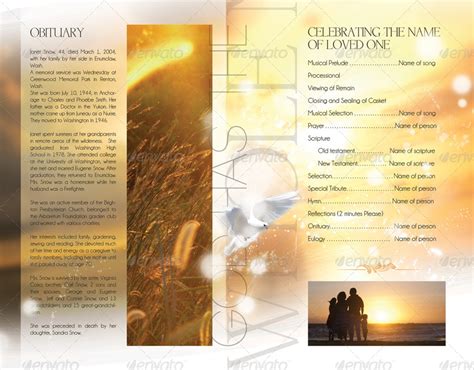 Celebration Of Life Funeral Program Brochure Template By Webm