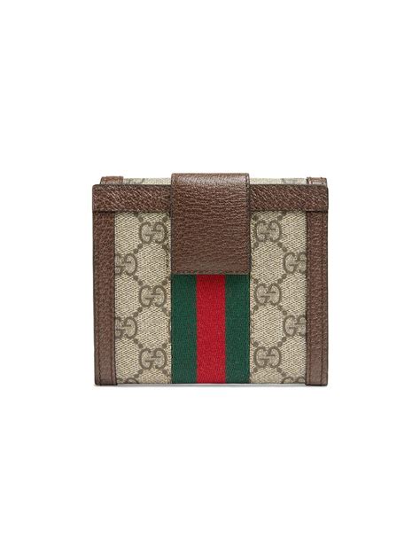 Gucci Canvas Ophidia Gg French Flap Wallet In Brown Lyst