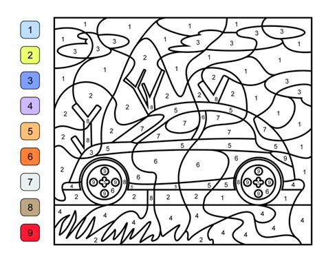 Cars Color By Number Coloring Pages