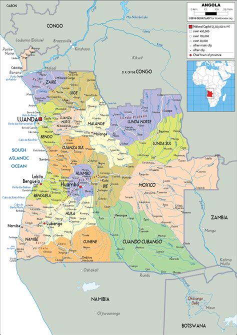 Angola Map Political Worldometer