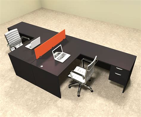 Two Person Orange Divider Office Workstation Desk Set Ot Sul Fpo40