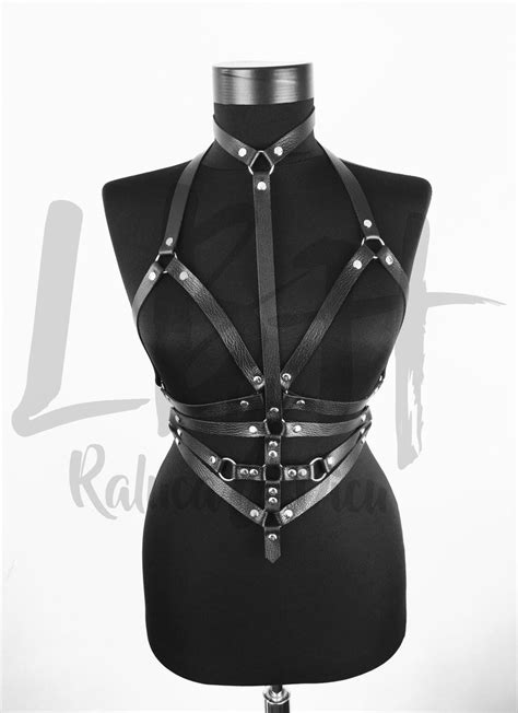 Full Body Women Harness With Chains Full Body Leather Lingerie Fetish