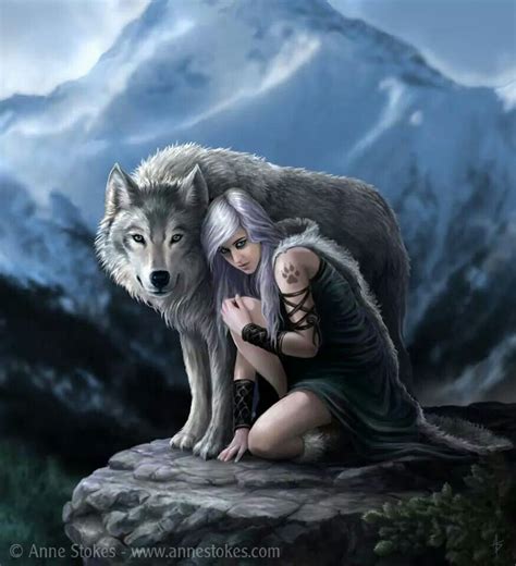 Protective Wolf Fantasy Art Werewolf Girl
