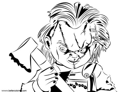 Chucky Scary Chuckie Axes Coloriages Stencil Zeichnungen Coloringhome Porn Sex Picture