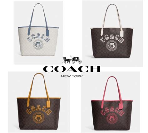 Coach® City Tote In Signature Canvas With Varsity Motif Ph