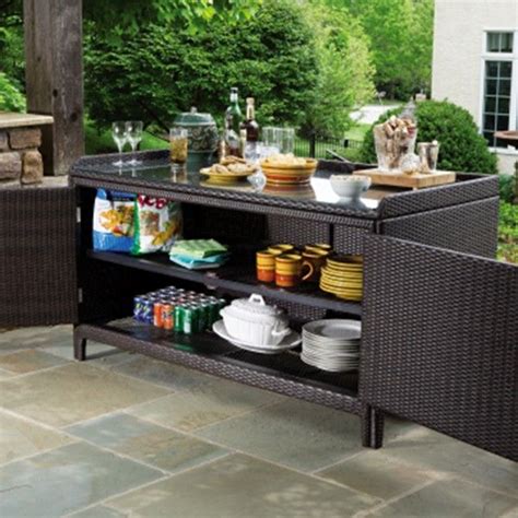 All Weather Wicker Outdoor Sideboard Console Storage Table Alfresco