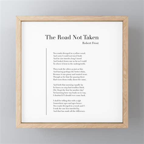 The Road Not Taken By Robert Frost Framed Mini Art Print By Wise Magpie