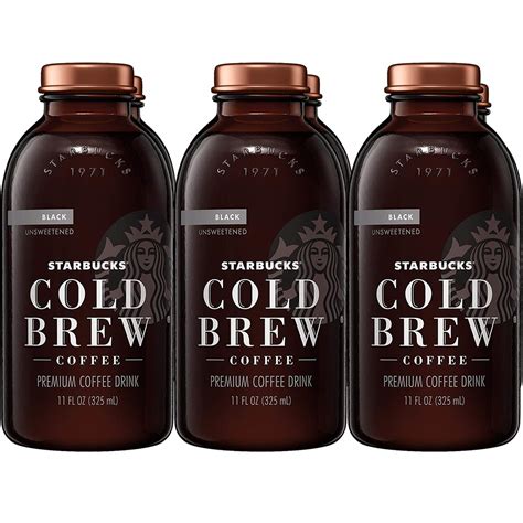 Starbucks Cold Brew Coffee Black Unsweetened 11 Oz Glass Bottles 6 Count